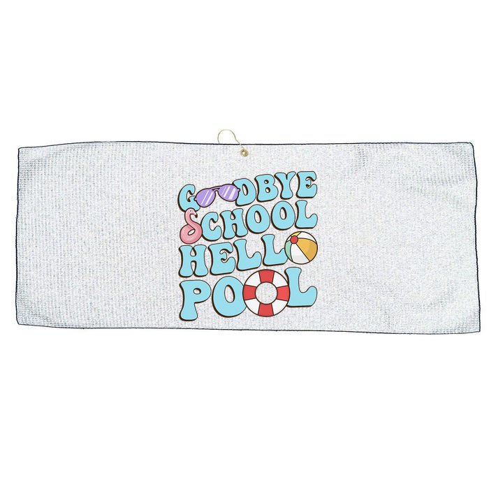 Goodbye School Hello Pool Summer Break Last Day of School Large Microfiber Waffle Golf Towel
