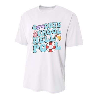 Goodbye School Hello Pool Summer Break Last Day of School Youth Performance Sprint T-Shirt