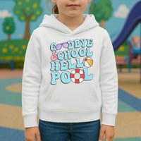 Goodbye School Hello Pool Summer Break Last Day of School Kids Hoodie
