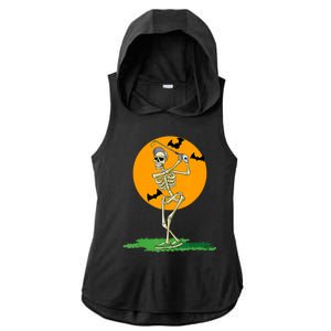 Golfing Skeleton Halloween Golf Halloween Golfer Ladies PosiCharge Tri-Blend Wicking Draft Hoodie Tank