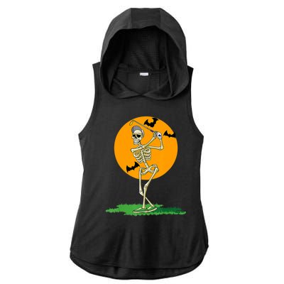 Golfing Skeleton Halloween Golf Halloween Golfer Ladies PosiCharge Tri-Blend Wicking Draft Hoodie Tank