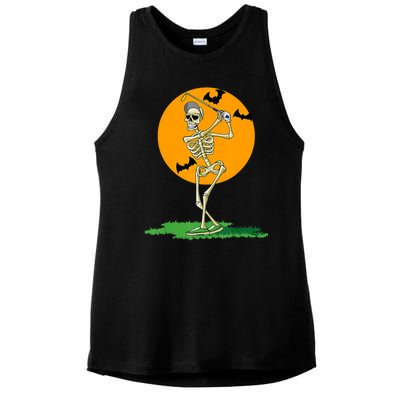 Golfing Skeleton Halloween Golf Halloween Golfer Ladies PosiCharge Tri-Blend Wicking Tank