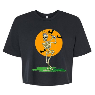 Golfing Skeleton Halloween Golf Halloween Golfer Bella+Canvas Jersey Crop Tee