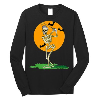 Golfing Skeleton Halloween Golf Halloween Golfer Long Sleeve Shirt