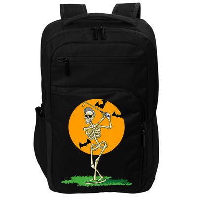 Golfing Skeleton Halloween Golf Halloween Golfer Impact Tech Backpack