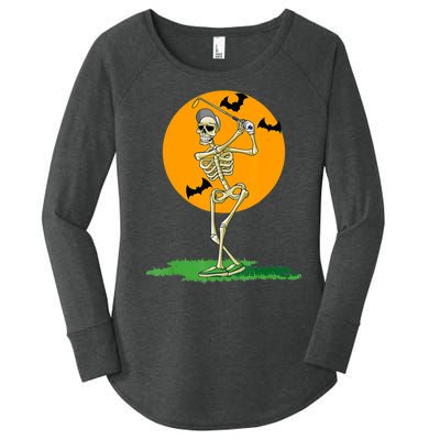 Golfing Skeleton Halloween Golf Halloween Golfer Women's Perfect Tri Tunic Long Sleeve Shirt