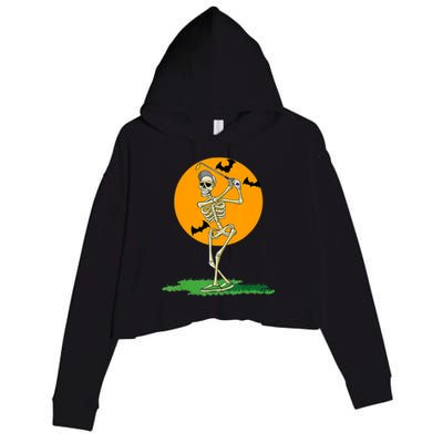 Golfing Skeleton Halloween Golf Halloween Golfer Crop Fleece Hoodie