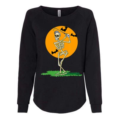 Golfing Skeleton Halloween Golf Halloween Golfer Womens California Wash Sweatshirt