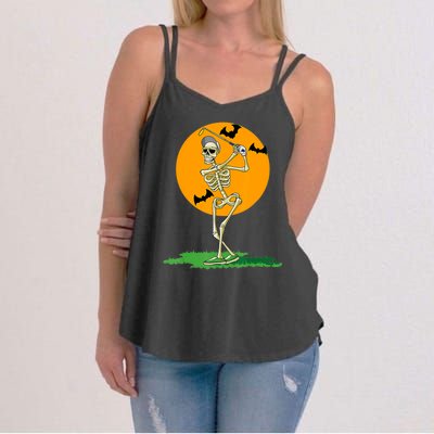 Golfing Skeleton Halloween Golf Halloween Golfer Women's Strappy Tank