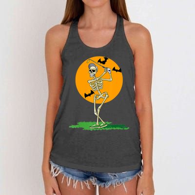 Golfing Skeleton Halloween Golf Halloween Golfer Women's Knotted Racerback Tank