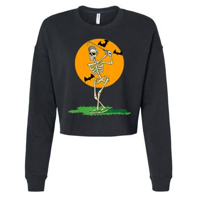 Golfing Skeleton Halloween Golf Halloween Golfer Cropped Pullover Crew