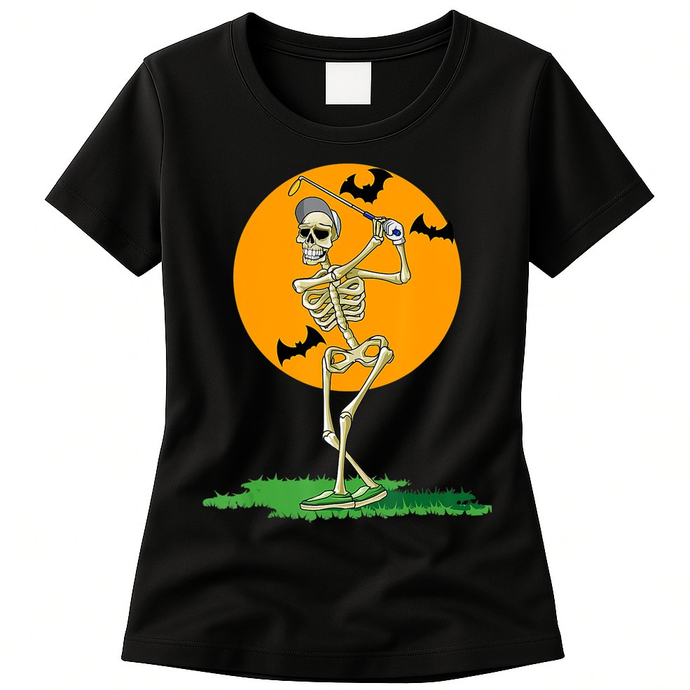 Golfing Skeleton Halloween Golf Halloween Golfer Womens T-Shirt