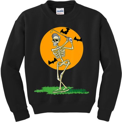 Golfing Skeleton Halloween Golf Halloween Golfer Kids Sweatshirt