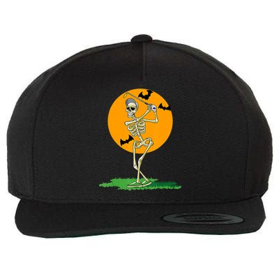 Golfing Skeleton Halloween Golf Halloween Golfer Wool Snapback Cap