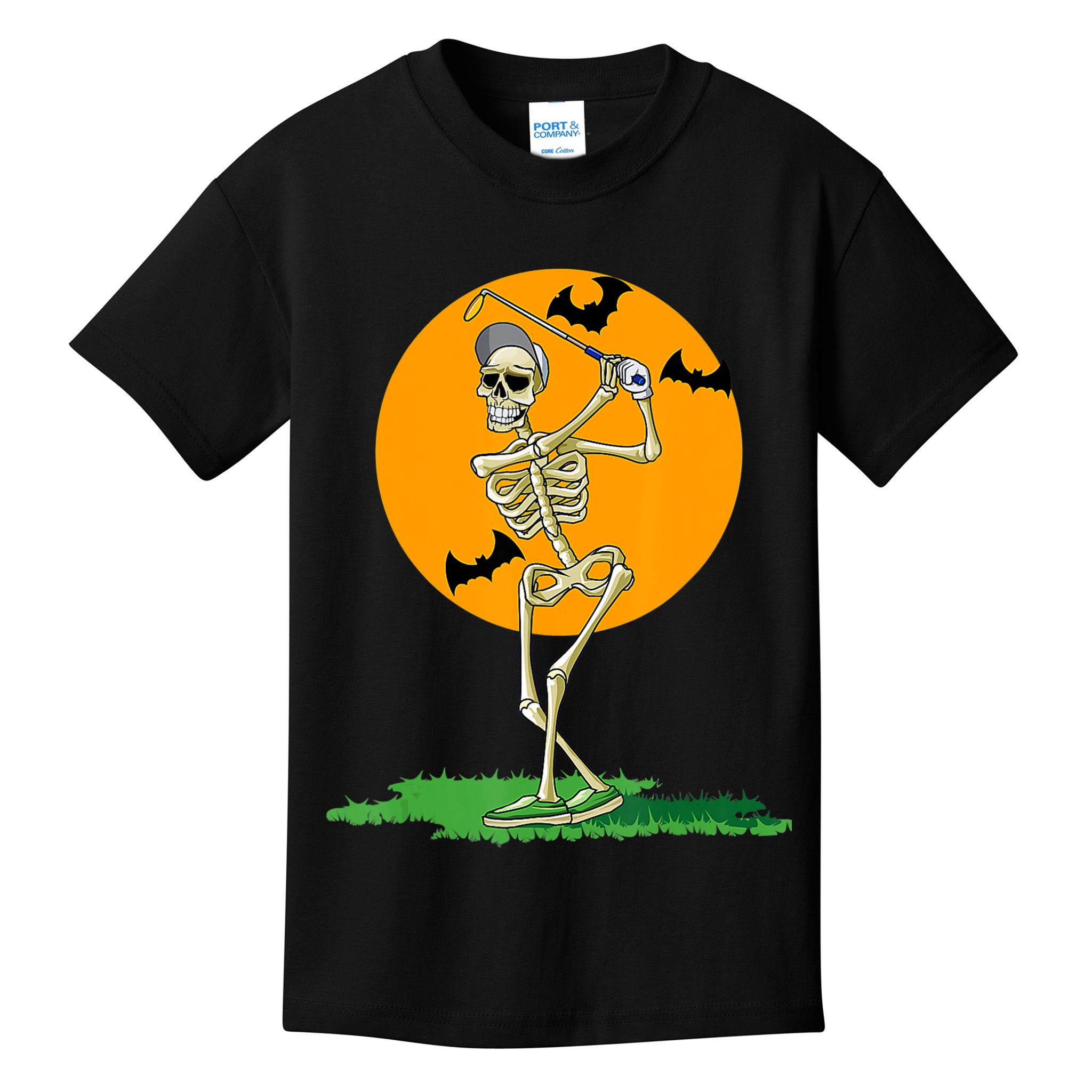 Golfing Skeleton Halloween Golf Halloween Golfer Kids T-Shirt