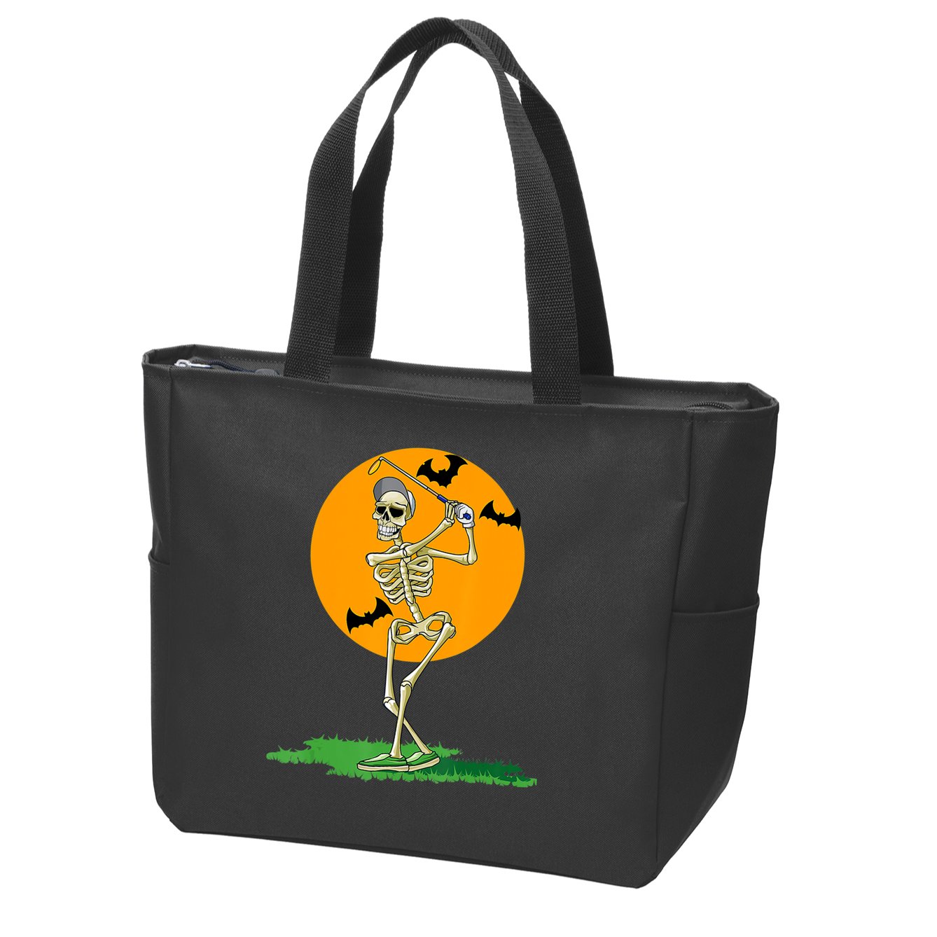 Golfing Skeleton Halloween Golf Halloween Golfer Zip Tote Bag