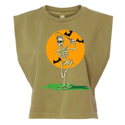 Golfing Skeleton Halloween Golf Halloween Golfer Garment-Dyed Women's Muscle Tee