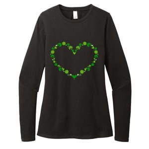 Green Shamrock Heart For St Patricks Day Celebration Outfit Cool Gift Womens CVC Long Sleeve Shirt