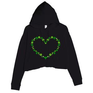 Green Shamrock Heart For St Patricks Day Celebration Outfit Cool Gift Crop Fleece Hoodie