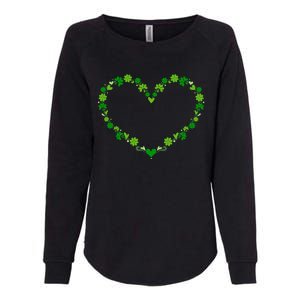 Green Shamrock Heart For St Patricks Day Celebration Outfit Cool Gift Womens California Wash Sweatshirt