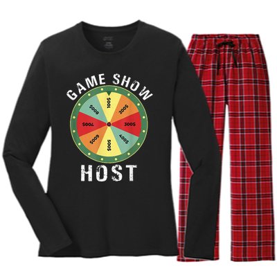 Game Show Host Trivia Board Game Night Questions Vintage Women's Long Sleeve Flannel Pajama Set 