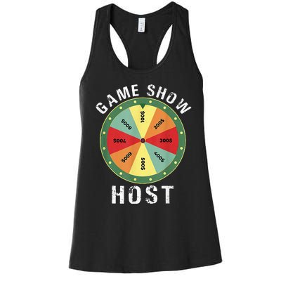 Game Show Host Trivia Board Game Night Questions Vintage Women's Racerback Tank