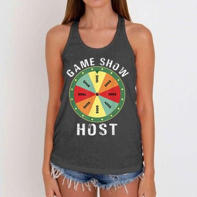 Game Show Host Trivia Board Game Night Questions Vintage Women's Knotted Racerback Tank