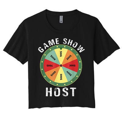 Game Show Host Trivia Board Game Night Questions Vintage Women's Crop Top Tee