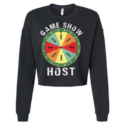 Game Show Host Trivia Board Game Night Questions Vintage Cropped Pullover Crew