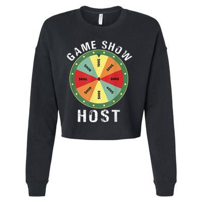 Game Show Host Trivia Board Game Night Questions Vintage Cropped Pullover Crew