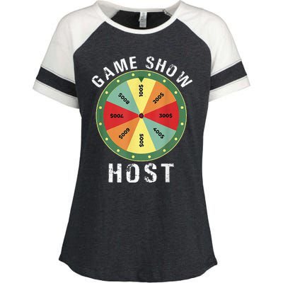 Game Show Host Trivia Board Game Night Questions Vintage Enza Ladies Jersey Colorblock Tee