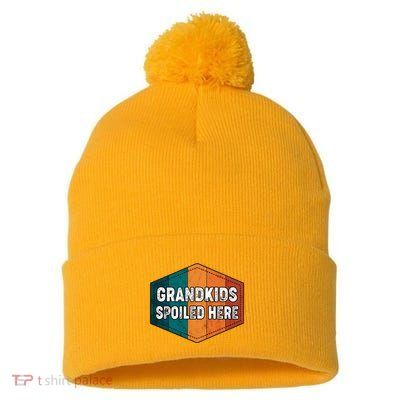 Grandkids Spoiled Here Pom Pom 12in Knit Beanie