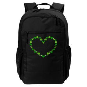 Green shamrock heart for St Patricks day celebration outfit Daily Commute Backpack