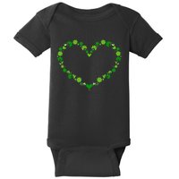 Green shamrock heart for St Patricks day celebration outfit Baby Bodysuit