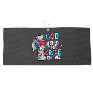 God Shed His Grace On Thee Christian Floral Cross Large Microfiber Waffle Golf Towel