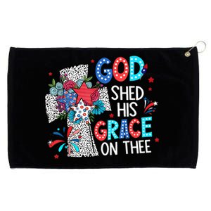 God Shed His Grace On Thee Christian Floral Cross Grommeted Golf Towel