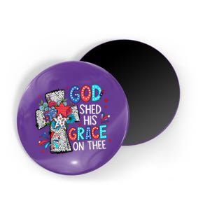 God Shed His Grace On Thee Christian Floral Cross Magnet