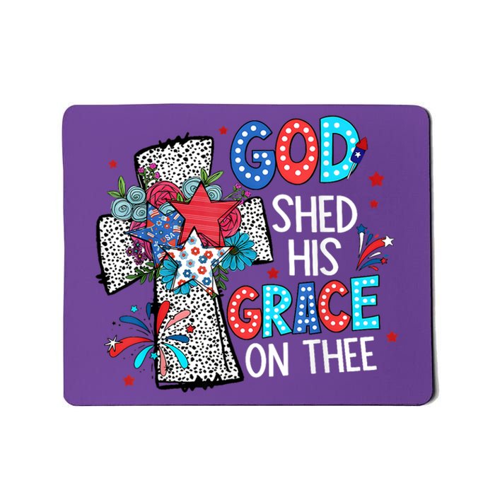 God Shed His Grace On Thee Christian Floral Cross Mousepad