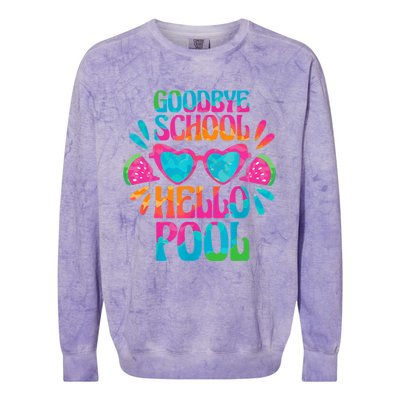 Goodbye School Hello Pool Watermelon Last Day Of School Colorblast Crewneck Sweatshirt