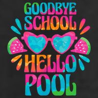 Goodbye School Hello Pool Watermelon Last Day Of School Garment-Dyed Fleece Hoodie