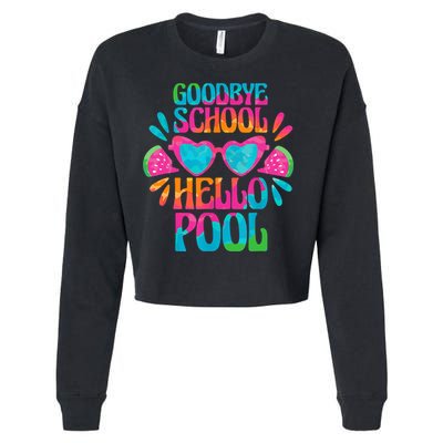 Goodbye School Hello Pool Watermelon Last Day Of School Cropped Pullover Crew