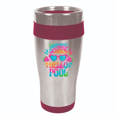 Goodbye School Hello Pool Watermelon Last Day Of School 16oz Travel Tumbler