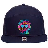 Goodbye School Hello Pool Watermelon Last Day Of School 7 Panel Mesh Trucker Snapback Hat