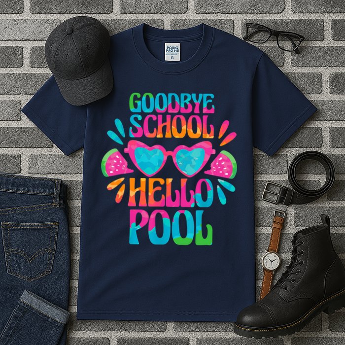 Goodbye School Hello Pool Watermelon Last Day Of School Tall T-Shirt
