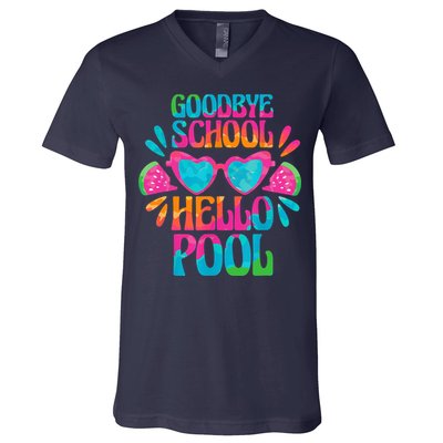 Goodbye School Hello Pool Watermelon Last Day Of School V-Neck T-Shirt
