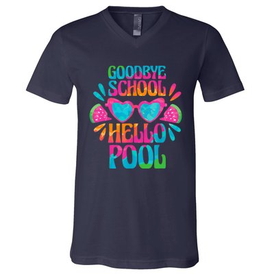 Goodbye School Hello Pool Watermelon Last Day Of School V-Neck T-Shirt