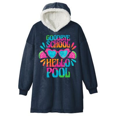 Goodbye School Hello Pool Watermelon Last Day Of School Hooded Wearable Blanket