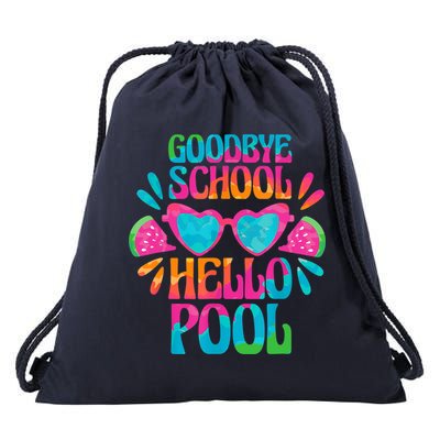 Goodbye School Hello Pool Watermelon Last Day Of School Drawstring Bag