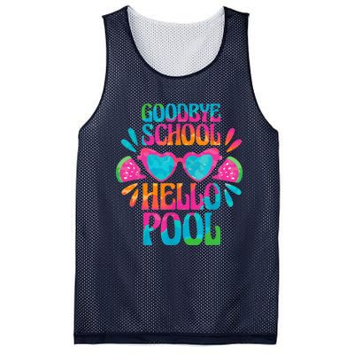 Goodbye School Hello Pool Watermelon Last Day Of School Mesh Reversible Basketball Jersey Tank