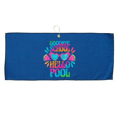 Goodbye School Hello Pool Watermelon Last Day Of School Large Microfiber Waffle Golf Towel